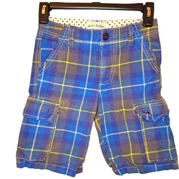 Mini Boden Other - Mini Boden Blue Plaid Cargo Shorts Size 9